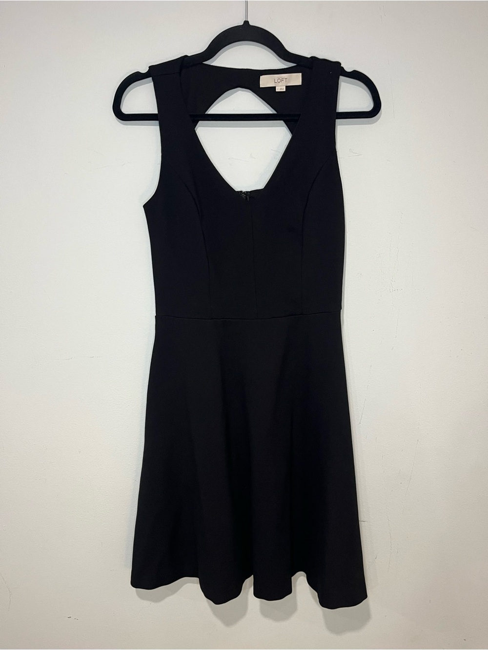 LOFT Black Sleeveless Fit-and-Flare Cutout Dress Size 2